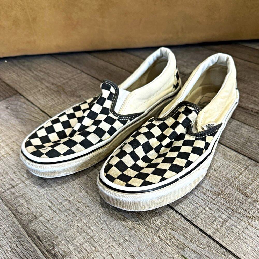 Vans Classic Slip-On Checkerboard Black/White Canvas men’s size 8